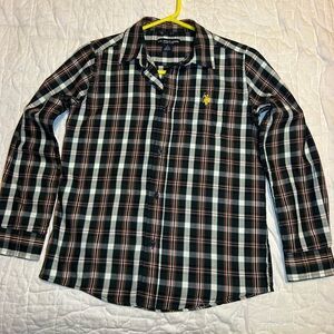 U.S. Polo Assn. Plaid Button-Up down Shirt Ralph Lauren boys L 10-12 Long Sleeve